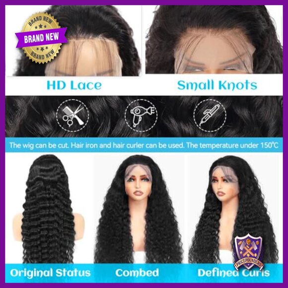 32 Inch 13x6 Deep Wave Lace Front Wig Human Hair Pre Plucked 200 Density